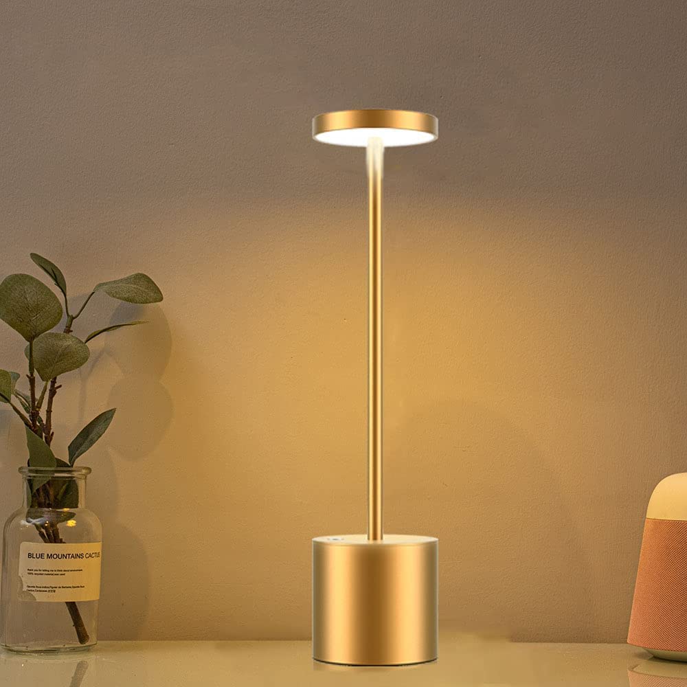 3 Color LED Rechargeable Touch Metal Table Lamp