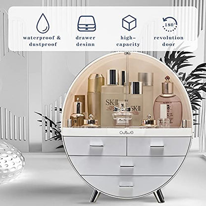 Oval Beauty Organizer Box For Desktop & Vanity